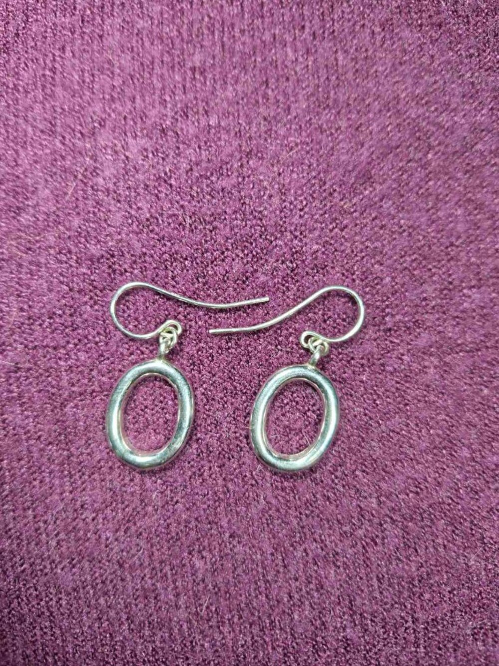 RCI Sterling Silver Oval Hoop Drop Earrings - 925
